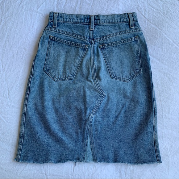 NWT Khaite Maggie Denim Jean Cotton Pencil Knee Length Skirt Blue Santa Cruz - Picture 5 of 6